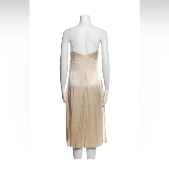 Reformation meta midi dress in almond champagne cream tan color cowl scoop neck - Picture 4 of 7